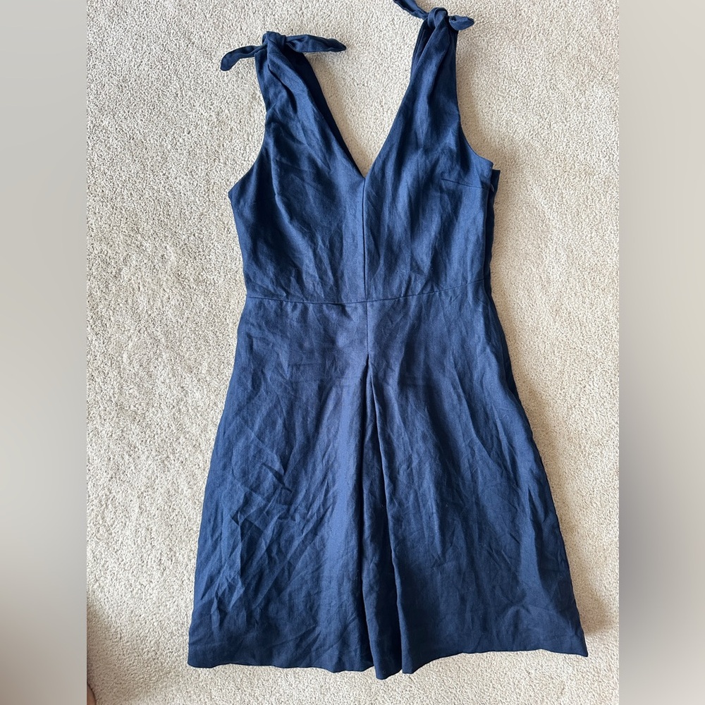 Linen navy A-line dress